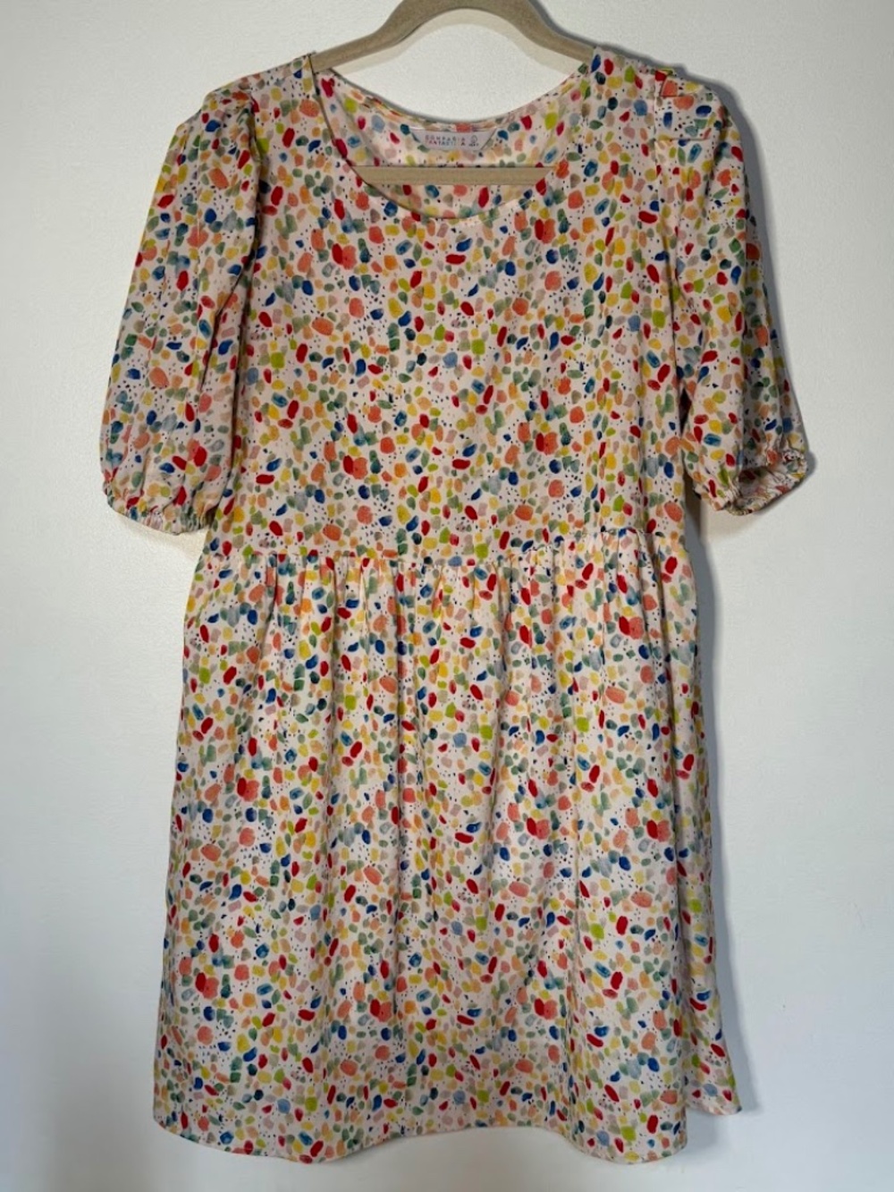Compania Fantasica Multicolor Polka Dot Watercolor Paint Dress
